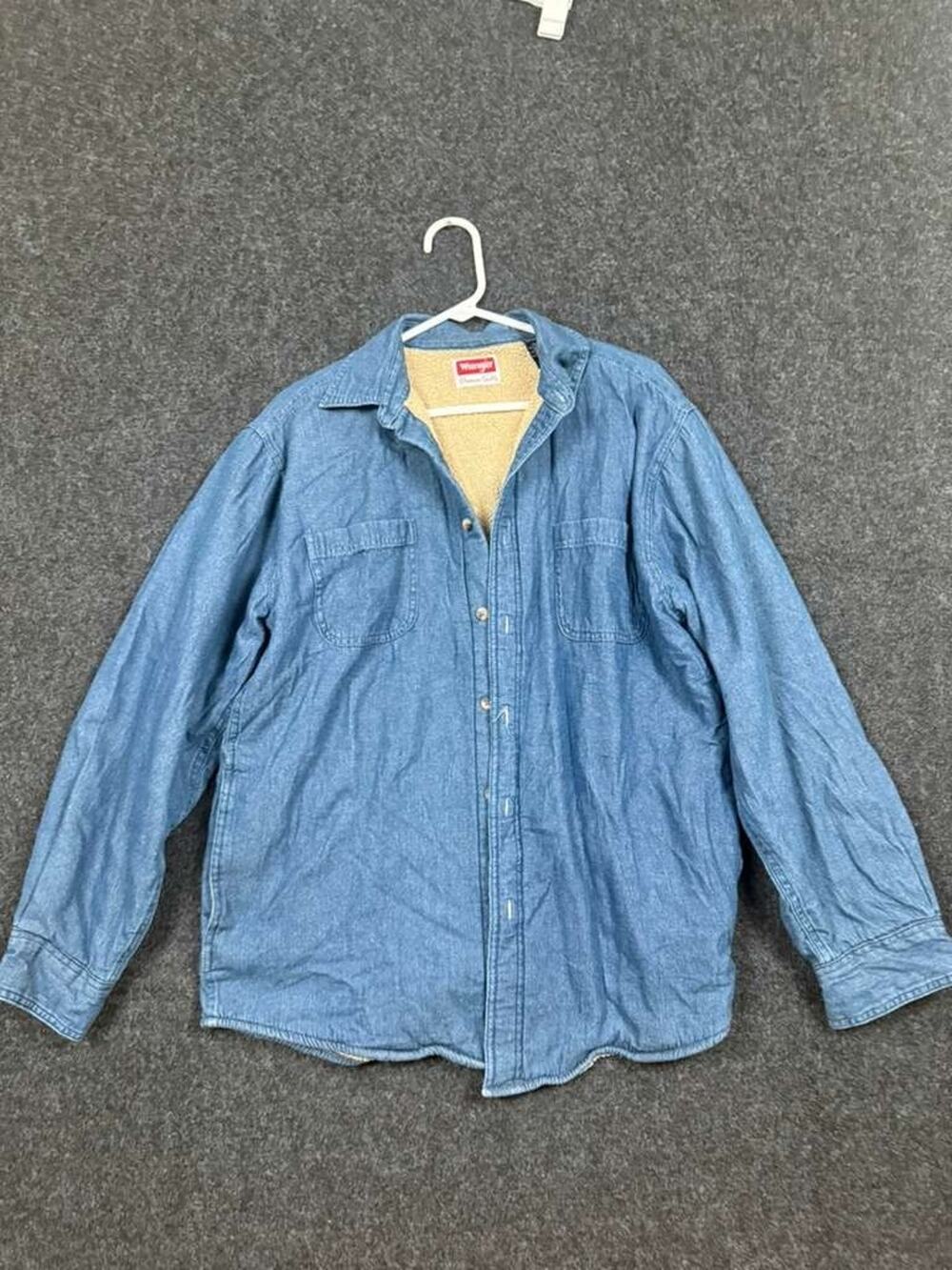 Wrangler Sherpa Lined Denim Shirt Jacket Men's M Blue Western Workwear